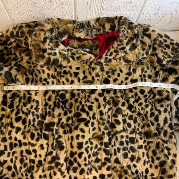 Leopard spotted faux fur Me Jane red silk lined coatwomen’s size large - Picture 4 of 12
